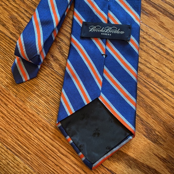BROOKS BROTHERS- neck tie - Royal Blue/Orange - Picture 3 of 4